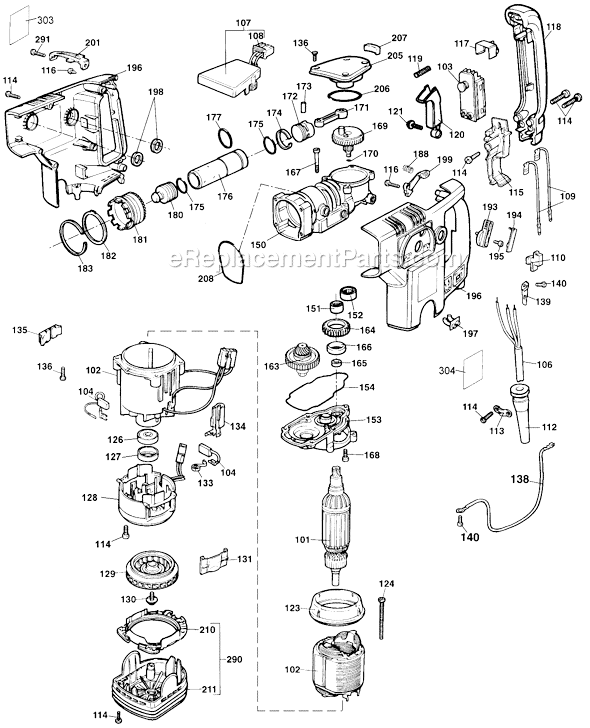 Page B Diagram and Parts List for 5097 Type 100 Black and Decker Hammer Drill